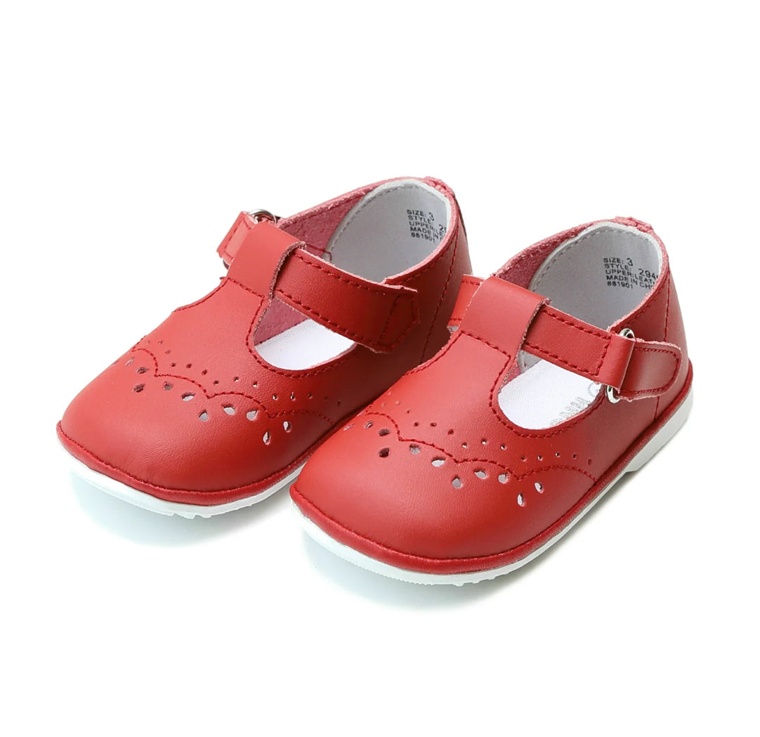 Birdie Leather T-Strap Red Mary Jane Baby Shoes