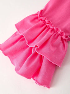 Fall Pumpkin Embroidered Ruffled Pink Leggings Girls Set (cuties)