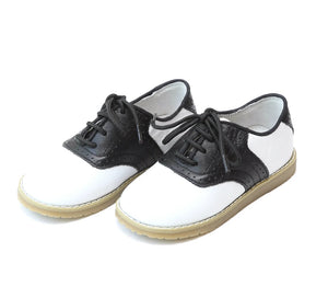 Luke two tone leather saddle shoe (black/white)