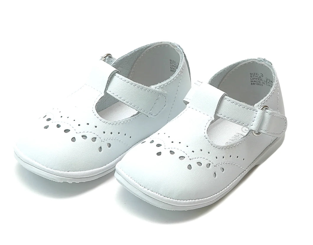 White Leather T-Strap Mary Jane (Baby)