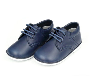 James Waxed Leather Lace Up Shoe (Baby) Navy