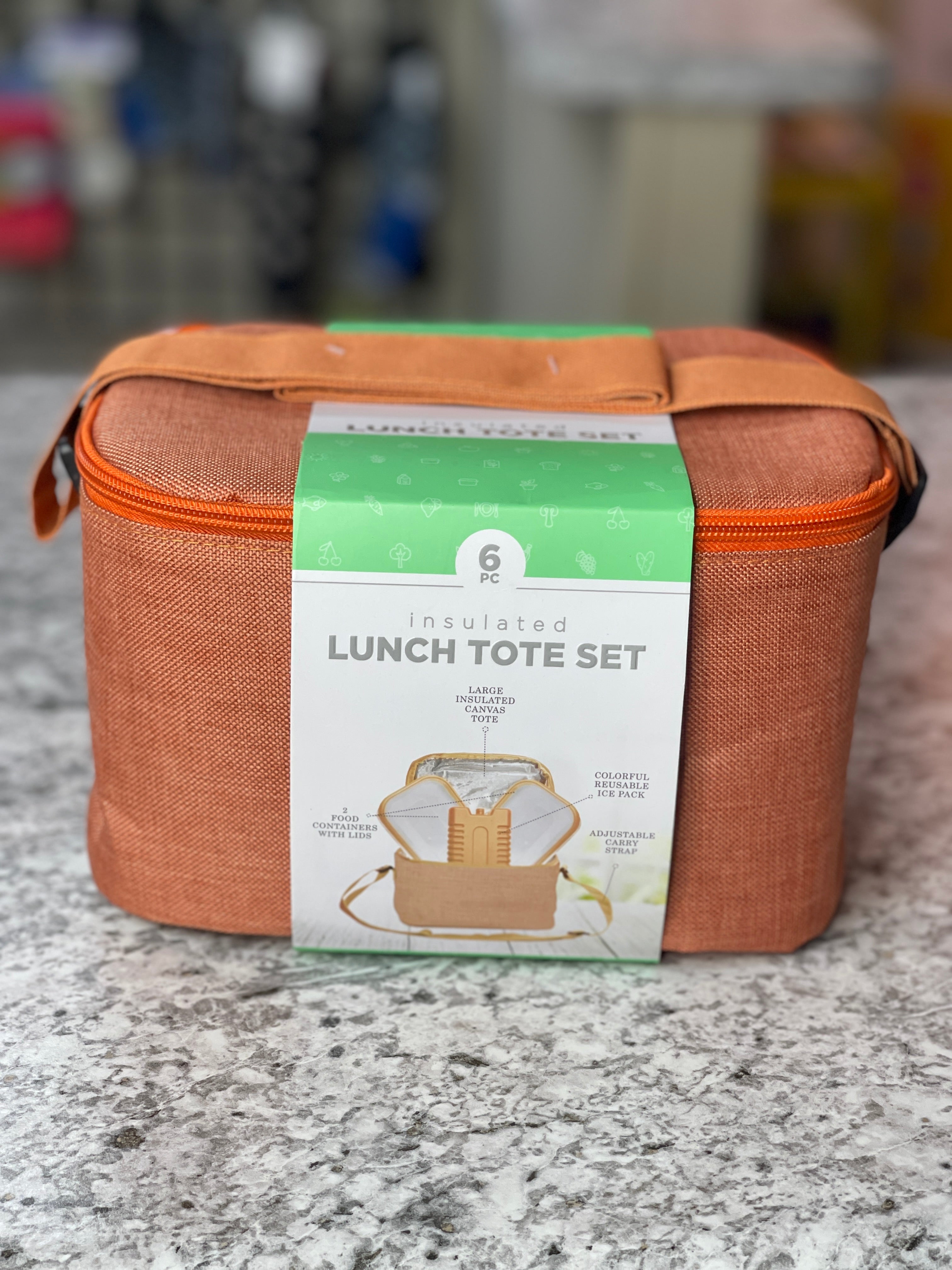 6 pc Insulated Lunch Tote Set