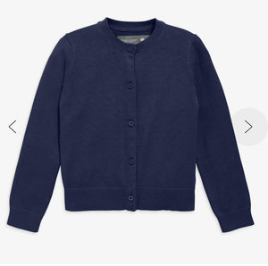 Girl's Monogrammed Knitted Button Down Cardigan Navy