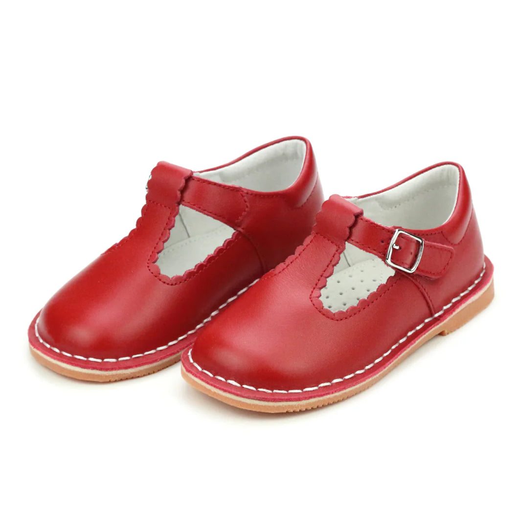 Selina Red T-Strap Leather Mary Jane