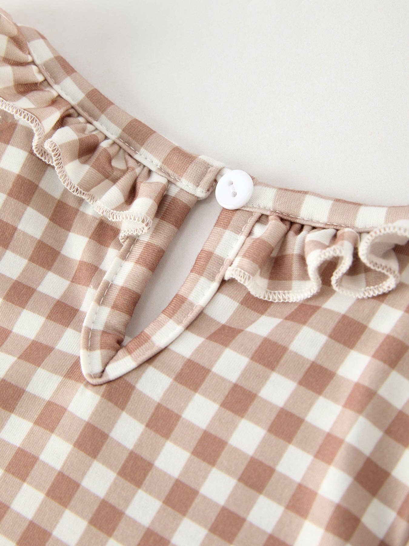 Christmas Vintage-Style Plaid Dress with Embroidered Gingerbread and Bows (Cutie)