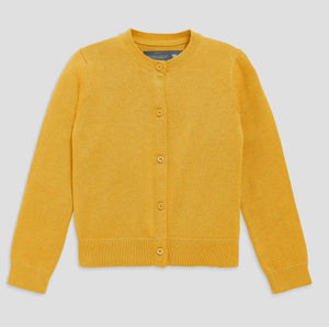 Girl's Monogrammed Knitted Button Down Cardigan Mustard