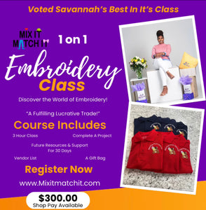 1 on 1 Embroidery Class