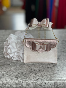 Cuties Faux Leather Bow & Accessory Crossbody Set