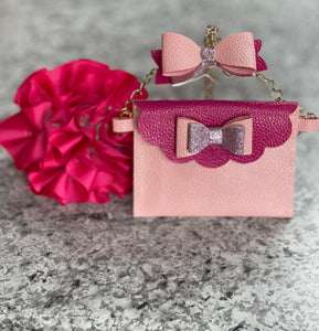 Cuties Faux Leather Bow & Accessory Crossbody Set