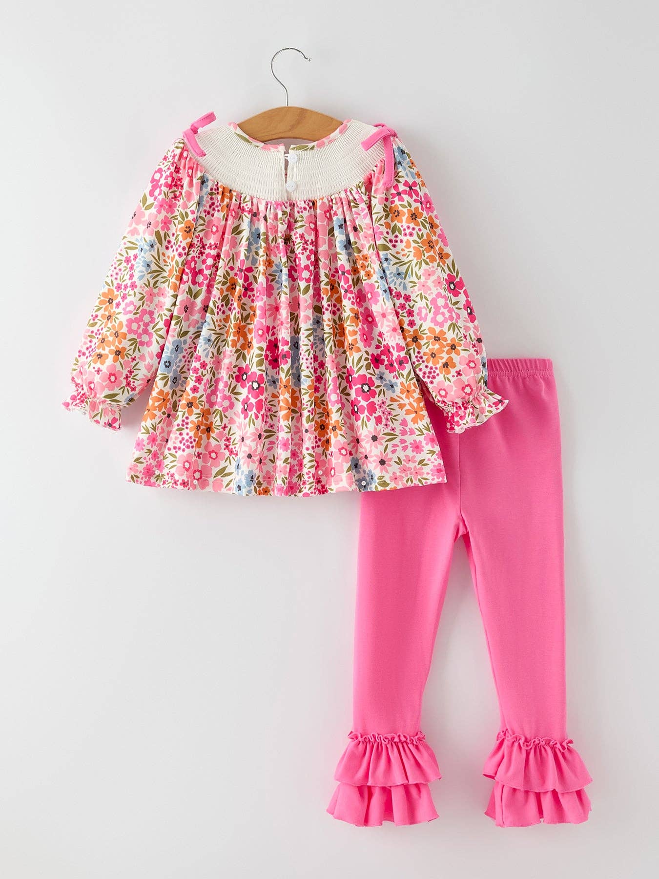 Fall Pumpkin Embroidered Ruffled Pink Leggings Girls Set (cuties)