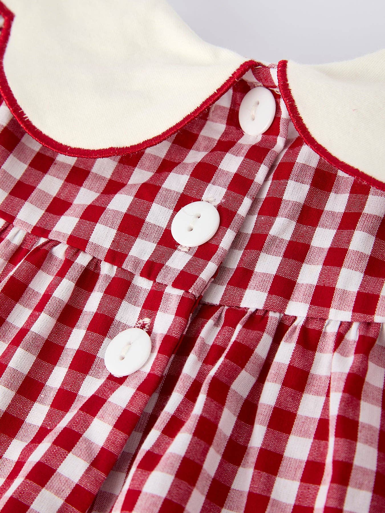 Christmas Tree Embroidery Red Gingham Long Sleeve Baby Girl Bloomers Set (cuties)