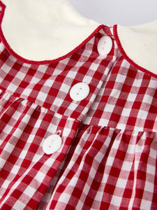 Christmas Tree Embroidery Red Gingham Long Sleeve Baby Girl Bloomers Set (cuties)