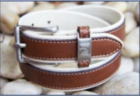 Two Tone Genuine Leather Belts Cream/Brown
