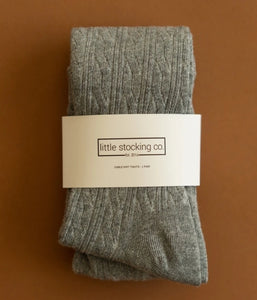 Grey Cable Knit Tights