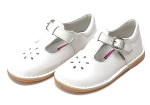 Joy Classic Leather Stitch Down T-Strap White Mary Jane