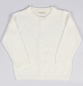 Girl's Monogrammed Knitted Button Down Cardigan White