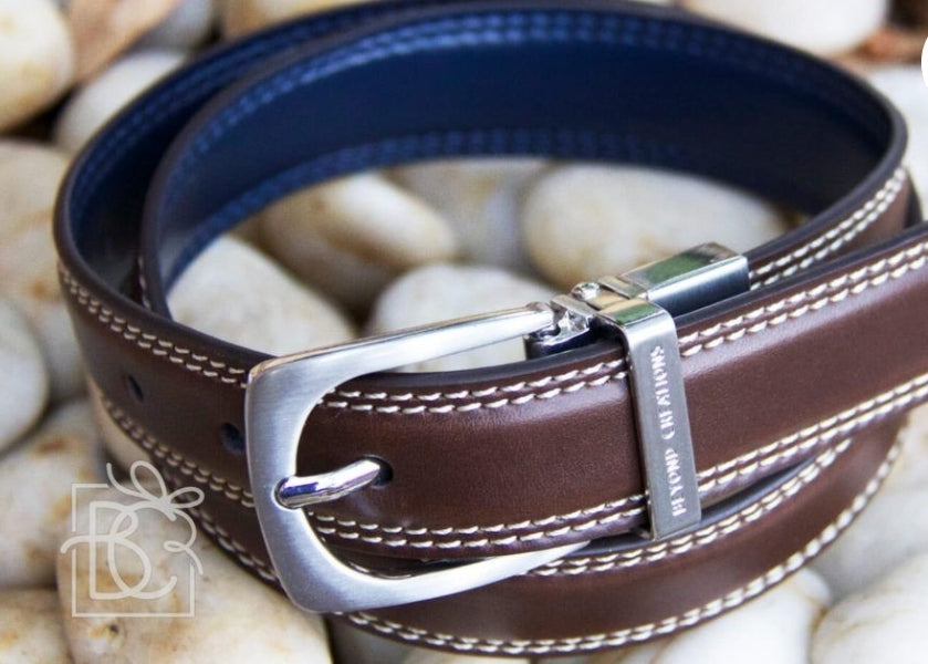 Genuine Leather Reversible Belts Brown/Navy