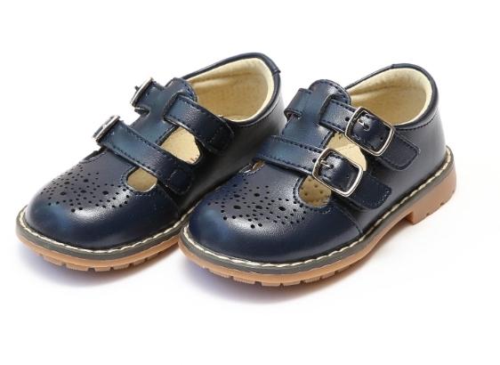 Beatrix English Double T-Strap Stitch Down Leather Mary Jane Navy