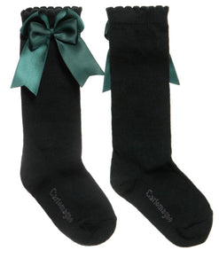 Bowed Knee Highs White Forest Green