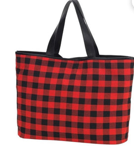 Monogrammed Red Buffalo Tote