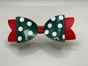 Christmas Faux Leather Polka Dot Bows (Green, Red, White)