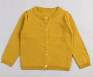 Girl's Monogrammed Knitted Button Down Cardigan Mustard