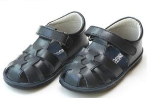 Boys Mack Leather Fisherman Sandal Navy (Baby/Toddler)