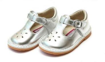 Joy Classic Leather Stitch Down T-Strap Sliver Mary Jane