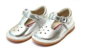 Joy Classic Leather Stitch Down T-Strap Sliver Mary Jane